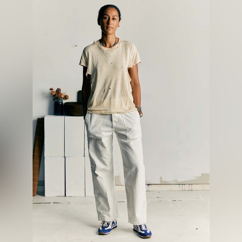 Imogene And Willie Blake Military Trouser In White Japanese Cotton Size Small